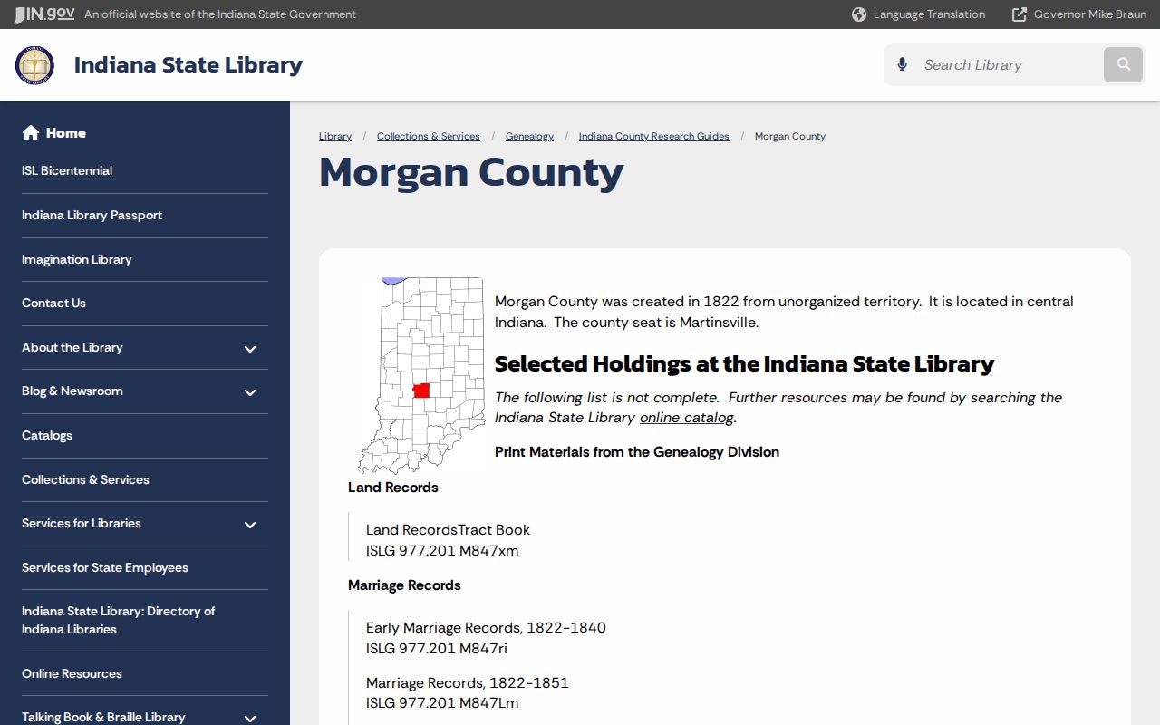 Indiana State Library Morgan County research guide