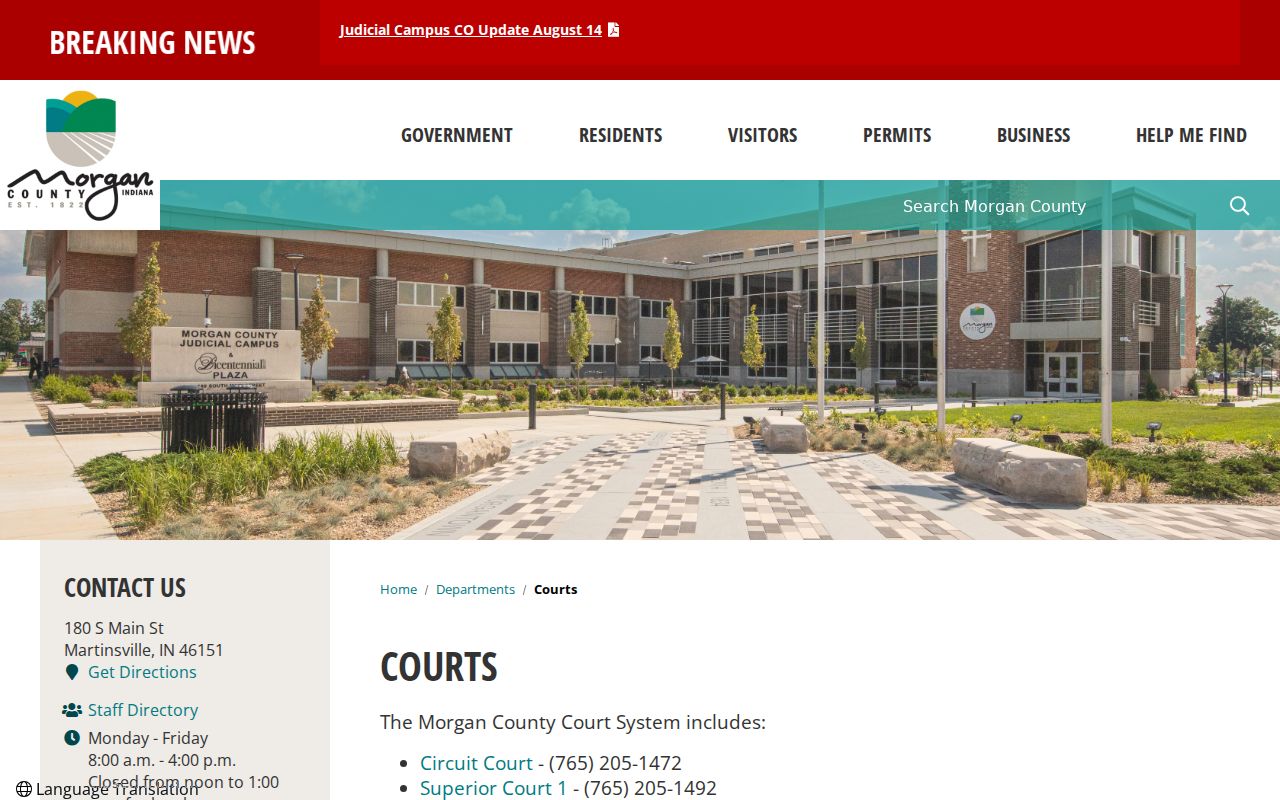 Morgan County court docket courts landing page
